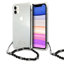 Заредете изображение във визуализатора на галерията – Guess GUHCN61KPSBK iPhone 11 6,1" / Xr Transparent hardcase Black Pearl - TopMag
