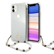 Заредете изображение във визуализатора на галерията – Guess GUHCN61KPSWH iPhone 11 6,1" / Xr Transparent hardcase White Pearl - TopMag
