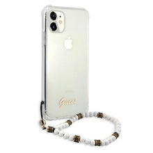 Заредете изображение във визуализатора на галерията – Guess GUHCN61KPSWH iPhone 11 6,1" / Xr Transparent hardcase White Pearl - TopMag
