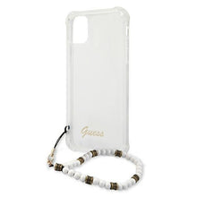 Заредете изображение във визуализатора на галерията – Guess GUHCN61KPSWH iPhone 11 6,1" / Xr Transparent hardcase White Pearl - TopMag
