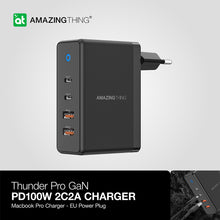 Заредете изображение във визуализатора на галерията – Amazing Thing Wall charger Thunder Pro GaN EUTH100W - 2xUSB + 2xType C - PD 100W black
