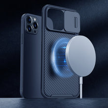 Заредете изображение във визуализатора на галерията – Nillkin CamShield Pro Magnetic Case Armor Pouch Cover Camera Protector iPhone 13 Pro Max Blue (MagSafe Compatible) - TopMag
