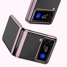 Заредете изображение във визуализатора на галерията – Plating Case for Samsung Galaxy Z Flip 4 cover with a metallic frame pink
