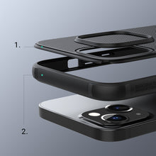 Заредете изображение във визуализатора на галерията – Nillkin Super Frosted Shield Case + kickstand for iPhone 13 mini blue - TopMag
