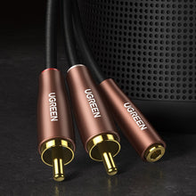 Заредете изображение във визуализатора на галерията – Ugreen cable audio cable 3.5mm mini jack (female) - 2RCA (male) 3m brown (AV198 60987) - TopMag
