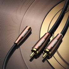 Заредете изображение във визуализатора на галерията – Ugreen cable audio cable 3.5mm mini jack (female) - 2RCA (male) 5m brown (AV198 60988) - TopMag
