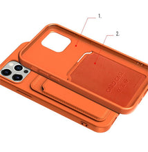 Заредете изображение във визуализатора на галерията – Card Case Silicone Wallet with Card Slot Documents for iPhone 11 Pro Orange - TopMag
