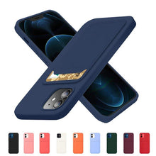 Заредете изображение във визуализатора на галерията – Card Case Silicone Wallet Case with Card Slot Documents for iPhone 11 Pro Max Navy Blue - TopMag
