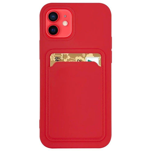 Card Case Silicone Wallet with Card Slot Documents for iPhone 12 Pro red - TopMag