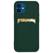 Заредете изображение във визуализатора на галерията – Card Case Silicone Wallet Case with Card Slot Documents for iPhone 12 Pro dark green - TopMag
