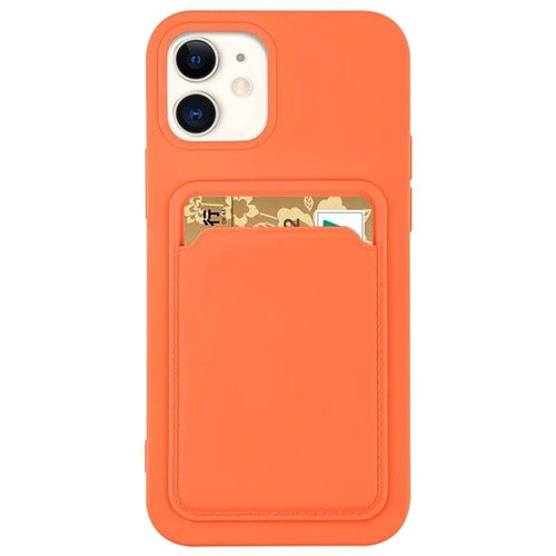 Card Case Silicone Wallet with Card Slot Documents for iPhone 13 mini orange - TopMag