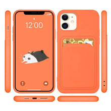 Заредете изображение във визуализатора на галерията – Card Case Silicone Wallet Case with Card Slot Documents for iPhone 13 Pro Max Orange - TopMag
