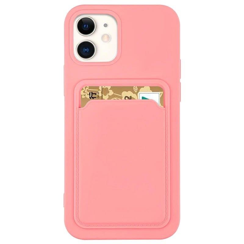 Card Case Silicone Wallet Case With Card Slot Documents For Samsung Galaxy S21 + 5G (S21 Plus 5G) Pink - TopMag