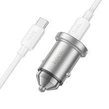 Заредете изображение във визуализатора на галерията – HOCO car charger 2 x USB QC3.0 18W + Type C PD 45W cable Type C for Type C Handy NZ10 silver
