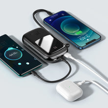 Заредете изображение във визуализатора на галерията – Baseus Qpow Digital Display power bank with fast charging 20000mAh 20W QC/PD/SCP/FCP with built-in Lightning cable black
