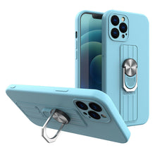 Заредете изображение във визуализатора на галерията – Ring Case silicone case with finger grip and stand for iPhone SE 2022 / SE 2020 / iPhone 8 / iPhone 7 light blue - TopMag
