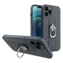 Заредете изображение във визуализатора на галерията – Ring Case silicone case with finger grip and stand for iPhone 11 Pro dark blue - TopMag
