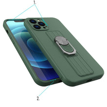 Заредете изображение във визуализатора на галерията – Ring Case silicone case with finger grip and stand for iPhone 11 Pro mint - TopMag
