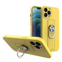 Заредете изображение във визуализатора на галерията – Ring Case silicone case with finger grip and stand for iPhone 11 Pro Max yellow - TopMag
