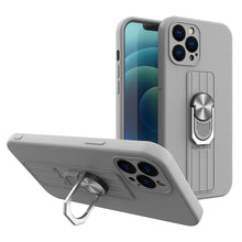 Заредете изображение във визуализатора на галерията – Ring Case silicone case with finger grip and stand for iPhone 12 Pro silver - TopMag
