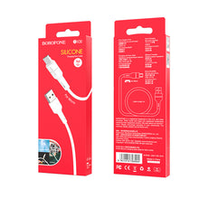 Заредете изображение във визуализатора на галерията – Borofone Cable BX30 Silicone - USB to Micro USB - 2,4A 1 metre white
