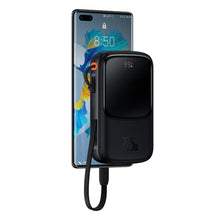 Заредете изображение във визуализатора на галерията – Baseus Qpow Digital Display powerbank with fast charging 10000mAh 22.5W QC/PD/SCP/FCP with built-in USB-C cable black
