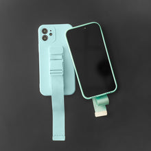Заредете изображение във визуализатора на галерията – Rope case gel lanyard case with chain handbag lanyard iPhone SE 2022 / SE 2020 / iPhone 8 / iPhone 7 light blue - TopMag
