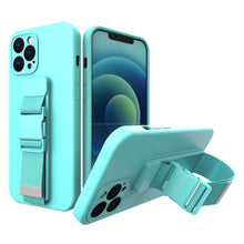 Заредете изображение във визуализатора на галерията – Rope case gel lanyard case with chain handbag lanyard iPhone SE 2022 / SE 2020 / iPhone 8 / iPhone 7 light blue - TopMag
