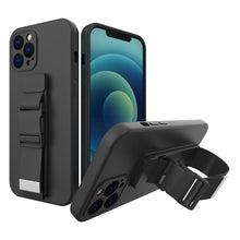 Заредете изображение във визуализатора на галерията – Rope case Gel case with a chain lanyard bag lanyard iPhone 12 black - TopMag
