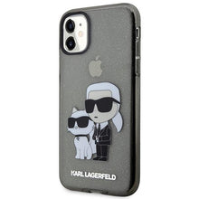 Заредете изображение във визуализатора на галерията – Karl Lagerfeld KLHCN61HNKCTGK iPhone 11 / Xr 6.1" black/black hardcase Gliter Karl&amp;Choupette
