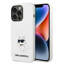 Заредете изображение във визуализатора на галерията – Karl Lagerfeld KLHMP14XSNCHBCH iPhone 14 Pro Max 6.7" hardcase white/white Silicone Choupette MagSafe
