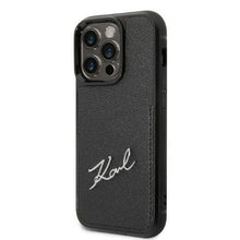 Заредете изображение във визуализатора на галерията – Karl Lagerfeld KLHCP14LCSSK iPhone 14 Pro 6.1" hardcase black/black Signature Logo Cardslot
