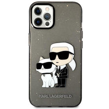 Заредете изображение във визуализатора на галерията – Karl Lagerfeld KLHCP12MHNKCTGK iPhone 12 /12 Pro 6.1" black/black hardcase Gliter Karl&amp;Choupette
