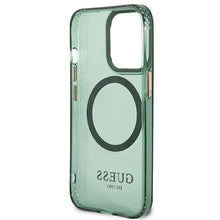 Заредете изображение във визуализатора на галерията – Guess GUHMP13XHTCMA iPhone 13 Pro Max 6.7&quot; green/khaki hard case Gold Outline Translucent MagSafe
