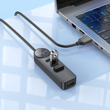 Заредете изображение във визуализатора на галерията – Borofone Adapter DH5 Erudite 4 in 1 - USB to 4xUSB 3.0 - 0,2 metres black
