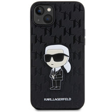Заредете изображение във визуализатора на галерията – Original Pouch KARL LAGERFELD Saffiano Monogram Ikonik KLHCP14MSAKHPKK for Iphone 14 Plus Black
