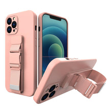 Заредете изображение във визуализатора на галерията – Rope case Gel case with a chain lanyard bag lanyard iPhone 13 pink - TopMag
