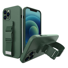 Заредете изображение във визуализатора на галерията – Rope case gel case with a chain lanyard bag lanyard iPhone 13 dark green - TopMag

