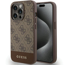 Заредете изображение във визуализатора на галерията – Original Case GUESS hardcase 4G Stripe Collection GUHCP15XG4GLBR for Iphone 15 Pro Max brown
