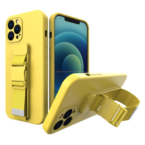 Rope case gel case with a lanyard chain handbag lanyard Samsung Galaxy S21 5G yellow - TopMag