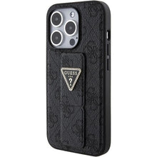 Заредете изображение във визуализатора на галерията – Guess Grip Stand 4G Triangle Strass case for iPhone 15 Pro Max - black
