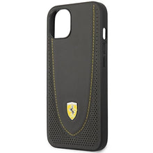 Заредете изображение във визуализатора на галерията – Ferrari FEHCP13MRGOG iPhone 13 6.1" black/black hardcase Leather Curved Line
