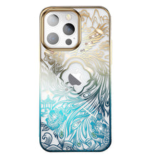 Заредете изображение във визуализатора на галерията – Kingxbar Phoenix Series luxury case with Swarovski crystals for iPhone 13 gold-blue (Reborn) - TopMag
