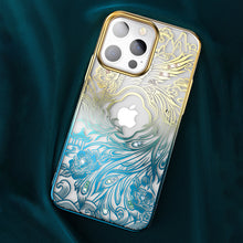 Заредете изображение във визуализатора на галерията – Kingxbar Phoenix Series luxury case with Swarovski crystals for iPhone 13 gold-blue (Reborn) - TopMag
