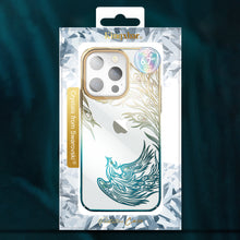 Заредете изображение във визуализатора на галерията – Kingxbar Phoenix Series luxury case with Swarovski crystals for iPhone 13 gold-blue (Reborn) - TopMag

