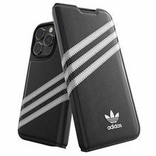 Заредете изображение във визуализатора на галерията – Adidas OR Booklet Case PU iPhone 14 Pro black/white 50196
