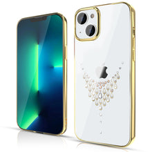 Заредете изображение във визуализатора на галерията – Kingxbar Sky Series luxury case with Swarovski crystals for iPhone 13 gold (Dew) - TopMag

