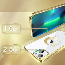 Заредете изображение във визуализатора на галерията – Kingxbar Moon Series luxury case with Swarovski crystals for iPhone 13 gold (Butterfly) - TopMag
