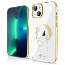 Заредете изображение във визуализатора на галерията – Kingxbar Moon Series luxury case with Swarovski crystals for iPhone 13 gold (Butterfly) - TopMag
