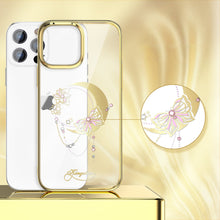 Заредете изображение във визуализатора на галерията – Kingxbar Moon Series luxury case with Swarovski crystals for iPhone 13 Pro gold (Butterfly) - TopMag
